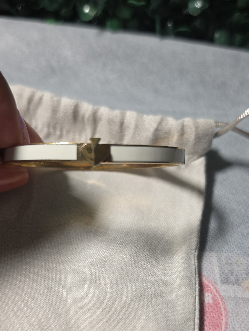 kate spade Gold Tone Bangle  with White Enamel